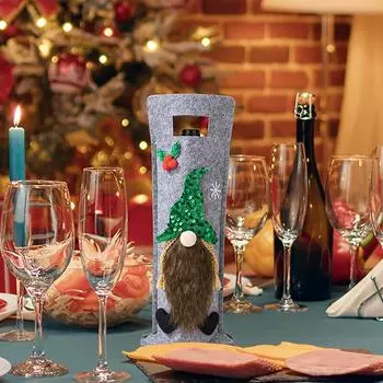 Рождественский Рудольф крышка бутылки вина украшение для вечеринки гном бутылка вина декор для дома рождественские украшения счастливый год поставки