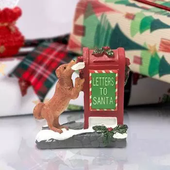 Рождественский сад Десерт Собака Почтовый ящик Фигурка Украшение Ручная работа Настольная Красная поделка Настольное украшение Миниатюра