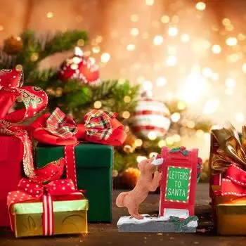 Рождественский сад Десерт Собака Почтовый ящик Фигурка Украшение Ручная работа Настольная Красная поделка Настольное украшение Миниатюра 1PC