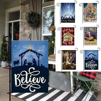 Рождественский садовый флаг Рождество Религиозный Рождественский Крытый Открытый Домашний Двор Флаг Баннер Бытовой Подвесной Флаг Декор One Size