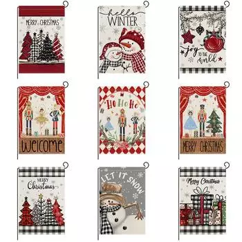 Рождественский садовый флаг, украшение для сада на открытом воздухе, маленький флаг, льняной двусторонний печатный флаг HYQ048-1