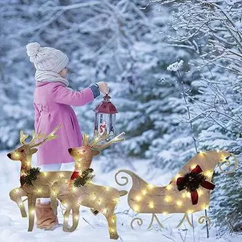 Рождественский садовый колышек с подсветкой лось сани украшение акриловое украшение колышек светодиодный лось A