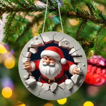 Рождественский Санта-Клаус, акриловый Санта-Клаус, украшение, двухсторонняя печать, подвесной знак для праздничного интерьера автомобиля, стены, окна, декора B