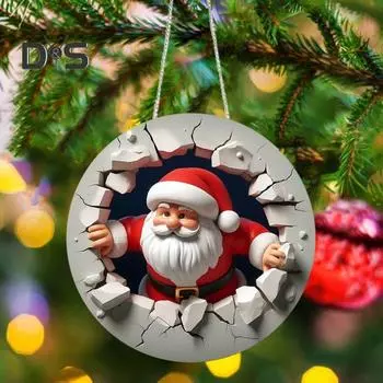 Рождественский Санта-Клаус, акриловый Санта-Клаус, украшение, двухсторонняя печать, подвесной знак для праздничного интерьера автомобиля, стены, окна, декора B