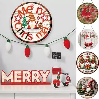 Рождественский Санта-Клаус Деревянный Логотип Около 8x8 Дюймов Настенное Украшение Приветственный Логотип Для Сельских Фермерских Домов Декоративные Дверные Таблички
