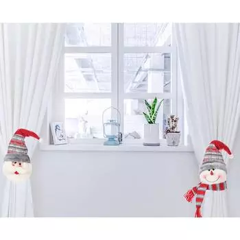Рождественский Санта-Клаус, мультяшная кукла, занавеска с пряжкой, оконная занавеска, декоративные аксессуары 2.0