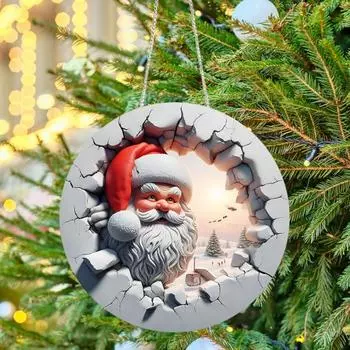 Рождественский Санта-Клаус, подвеска, акриловый Санта-Клаус, украшение, двухсторонняя печать, подвесной знак B