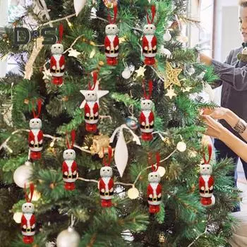 Рождественский Санта-Клаус, подвесное украшение, деревенский деревянный растягивающийся стоячий Санта-Клаус, настольное украшение, подвеска на рождественскую елку, праздничный подарок Xmas Santa Claus