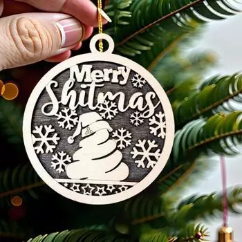 Рождественский Санта-Клаус, подвесное украшение для дома и улицы, подвесная деревянная снежинка B