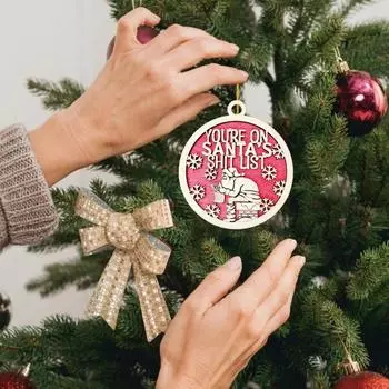 Рождественский Санта-Клаус, подвесное украшение для дома и улицы, подвесная деревянная снежинка, шапка Санты, подвесное украшение, кулон C