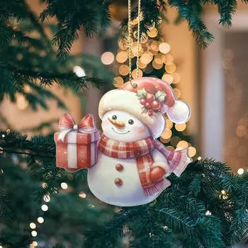 Рождественский Санта-Клаус подвесной орнамент акриловый кулон общежитие домашний декор Рождество для автомобиля подарок with Gift Box