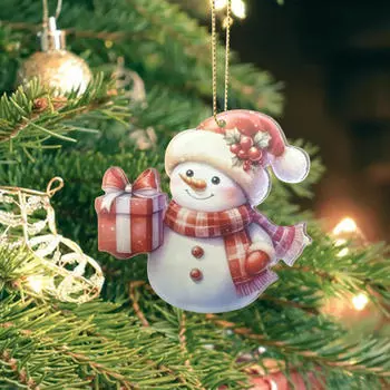 Рождественский Санта-Клаус, подвесной орнамент, акриловый кулон, украшение для елки в общежитии для друзей семьи with Gift Box