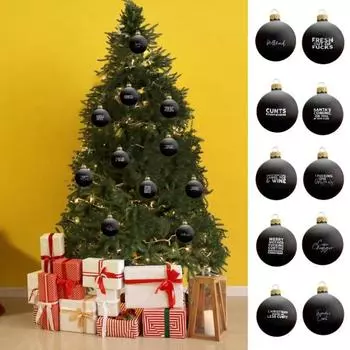 Рождественский шар-ругательство, безделушка, забавный рождественский черный шар с веселыми фразами, елка I