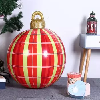 Рождественский шар, украшение на открытом воздухе, рождественский ПВХ, надувной игрушечный мяч (Красный плед) *