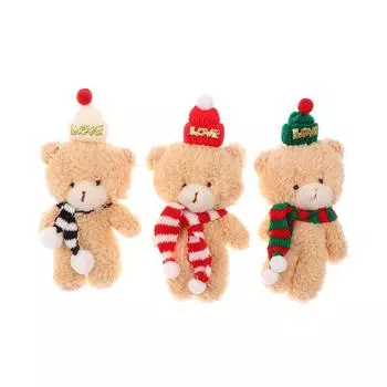 Рождественский шарф, плюшевый медведь, брелок, мультяшный медведь, кукла, кулон, брелок для автомобиля, рюкзак, сумка, декор, подарок для ребенка