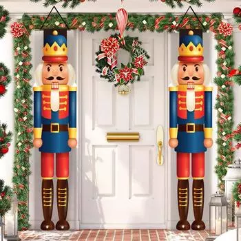 Рождественский Щелкунчик, дверь, баннер, куплет, настенные рождественские украшения для дома 2024 года, Навидад, Натал, Новый год, декор 2025 года