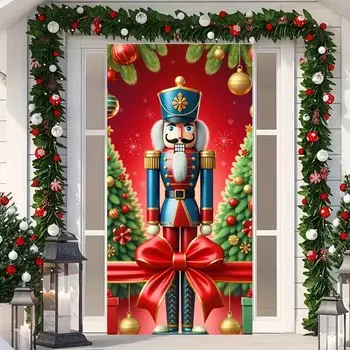 Рождественский Щелкунчик, дверной щит, имбирный пряник, баннер, рождественские наружные украшения для входной двери, крыльца, принадлежности для рождественской вечеринки