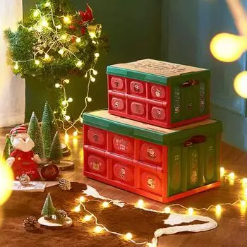 Рождественский складной ящик для хранения, ящик для хранения в домашней спальне, ящик для хранения рождественских подарков, органайзер для багажника автомобиля