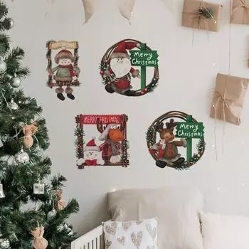 Рождественский слоган, мультяшная кукла Санта-Клаус, украшение стены спальни, гостиной, наклейки 29*100CM/fun-f251