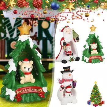 Рождественский смоляной ночник, смоляная рождественская елочная фигурка Санты, ретро-ночник с лампой, декор для рождественской вечеринки в помещении One Size зелёный