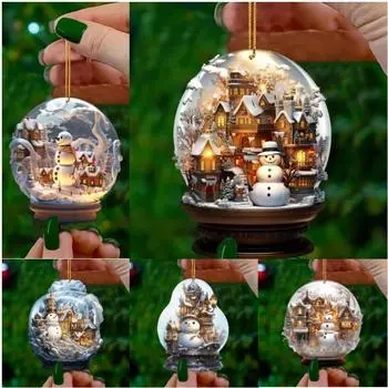 Рождественский снеговик 2D акриловый стеклянный шар ювелирное изделие уникальный стиль снежинка украшение изысканная сфера кулон