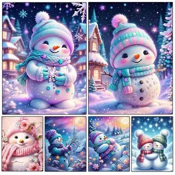 Рождественский снеговик 5D DIY Алмазное искусство Настольные украшения Стразы Алмазная живопись Настольные украшения для дома Декор Метопа Full Round 20x30CM