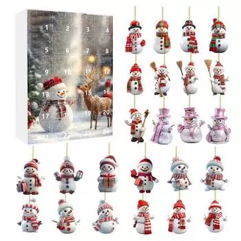 Рождественский снеговик Адвент календарь 24 мини снеговика подвесные украшения обратный отсчет Рождество украшение для праздничной вечеринки домашний декор D