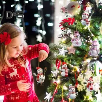 Рождественский снеговик Адвент календарь 24 мини снеговика подвесные украшения обратный отсчет Рождество украшение для праздничной вечеринки домашний декор C