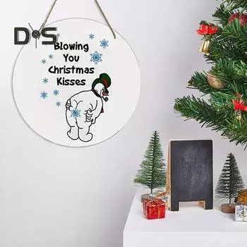 Рождественский снеговик, дверная табличка, посылающая вам рождественские поцелуи, вешалка для двери, настенная подвеска для входной двери, приветственная табличка, украшение, подвеска 30cm