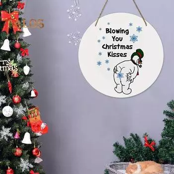 Рождественский снеговик, дверная табличка, посылающая вам рождественские поцелуи, вешалка для двери, настенная подвеска для входной двери, приветственная табличка, украшение, подвеска 30cm