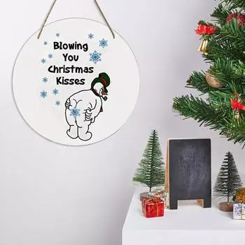 Рождественский снеговик, дверная табличка, посылающая вам рождественские поцелуи, вешалка для двери, настенная подвеска для входной двери, приветственная табличка, украшение, подвеска 30cm