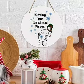 Рождественский Снеговик Дверная Вывеска Посылает Вам Рождественские Поцелуи Дверная Вешалка Настенная Входная Дверь