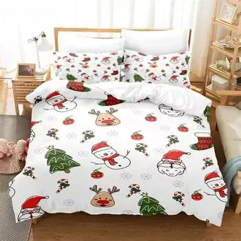 Рождественский снеговик, елка, комплект постельного белья, пододеяльник, комплект постельного белья с 3D-печатью, комплект постельного белья размера «queen size», модный дизайн EU single(135x200cm)