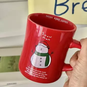 Рождественский снеговик красная керамическая кружка, Ins, Same Couple Gift Cup забавный рождественский подарочный стаканчик праздничная атмосфера посуда для напитков 350ml красный