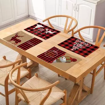 Рождественский снеговик Лось водонепроницаемый настольный коврик домашний обеденный стол западный пищевой изоляционный коврик украшение для вечеринки 1