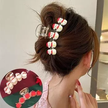 Рождественский снеговик, милые волосы с когтями, флокированная зимняя шпилька, фестиваль моды, хвост, заколки для волос, краб для женщин, аксессуары для волос