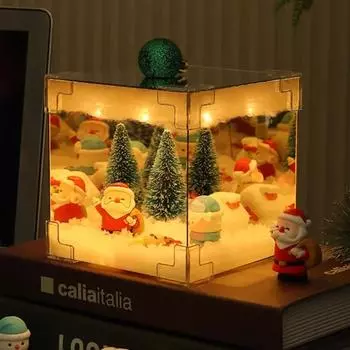 Рождественский снеговик, ночник, креативный DIY XmsSnow Scene Lighted Cube, элегантные рождественские украшения для праздника в помещении
