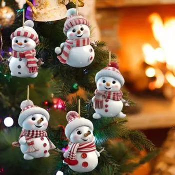 Рождественский снеговик, подвеска для автомобиля, 2D акриловый мультяшный снеговик, корова, подвесное украшение для дома, сада, рождественской елки, подарок на вечеринку K