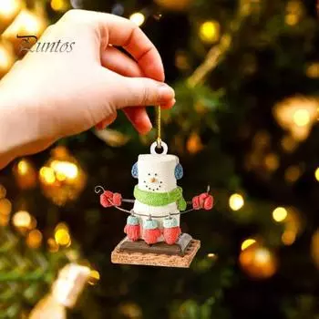 Рождественский снеговик, подвесное украшение, 3D акриловое многоразовое зеркало заднего вида для автомобиля, мультяшное украшение для рождественской елки, кулон, товары для вечеринок, подарок