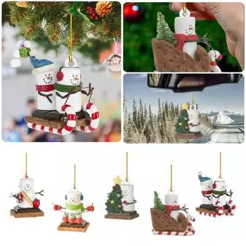 Рождественский снеговик, подвесное украшение для зеркала автомобиля, 3D акриловое многоразовое украшение заднего вида, мультяшный рождественский елочный орнамент, кулон A