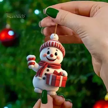 Рождественский снеговик подвесной акриловый орнамент с шнурком легко повесить очаровательный снеговик украшения для вечеринок C