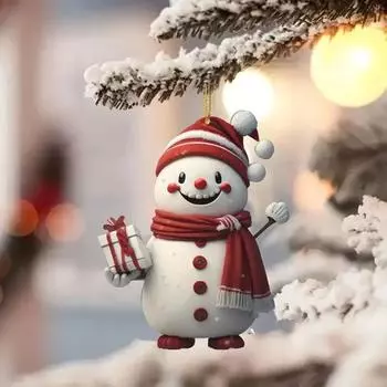 Рождественский снеговик подвесной акриловый орнамент с шнурком легко повесить очаровательный снеговик украшения для вечеринок E