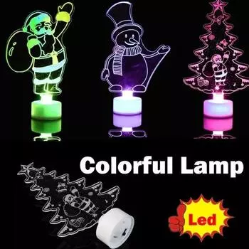 Рождественский снеговик Разноцветные Светодиодные лампы Прозрачный акрил Рождественская елка Настроение Лампа Ночь 1 ед. snowman