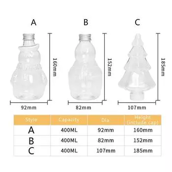 Рождественский снеговик, рождественская елка, 400 мл, прозрачная бутылка для питья, холодный напиток, лед, кофе, молоко, чай, сок, чашка