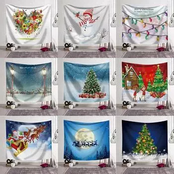 Рождественский снеговик, рождественская елка, гобелен, гостиная, диван, домашний декор, рождественский подарок 100x75cm