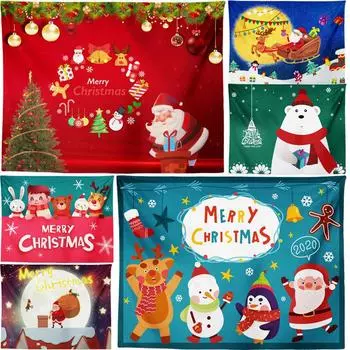 Рождественский снеговик с головой оленя гобелен настенный настенное одеяло висит гобелен с принтом 100x75cm