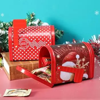 Рождественский снеговик Санта лось почтовый ящик подарочная коробка красная рождественская почта почтовый ящик декоративная жестяная коробка для хранения печенья конфет