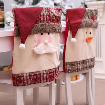 Рождественский Снеговик Санта-стул Снежинка Плед Эластичный Обеденный Чехол Декор Santa Claus