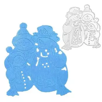 Рождественский снеговик Семья из трех человек Дизайн Стиль Скрапбукинг Ремесло Die 3D DIY Изготовление фестивальных карт серебряный