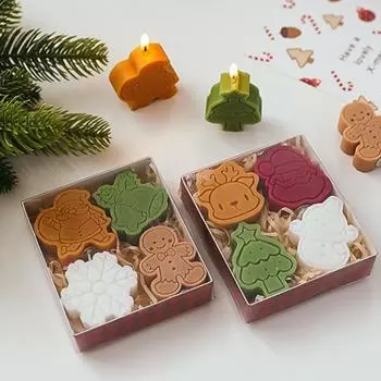 Рождественский снеговик Снежинка Ароматическая свеча Рождественская елка Пряничный человечек Свеча в форме лося